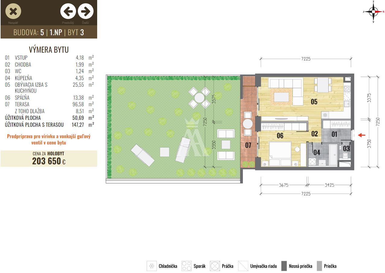 Holobyt na 1.poschodí, výmera 147,27m2