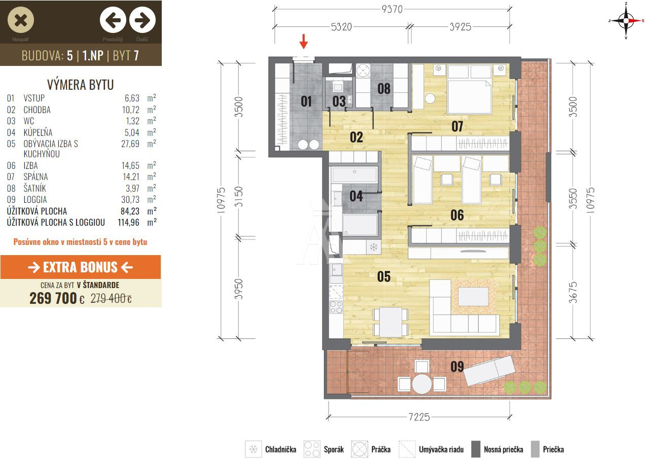 Holobyt na 3.poschodí, výmera 119,10 m2